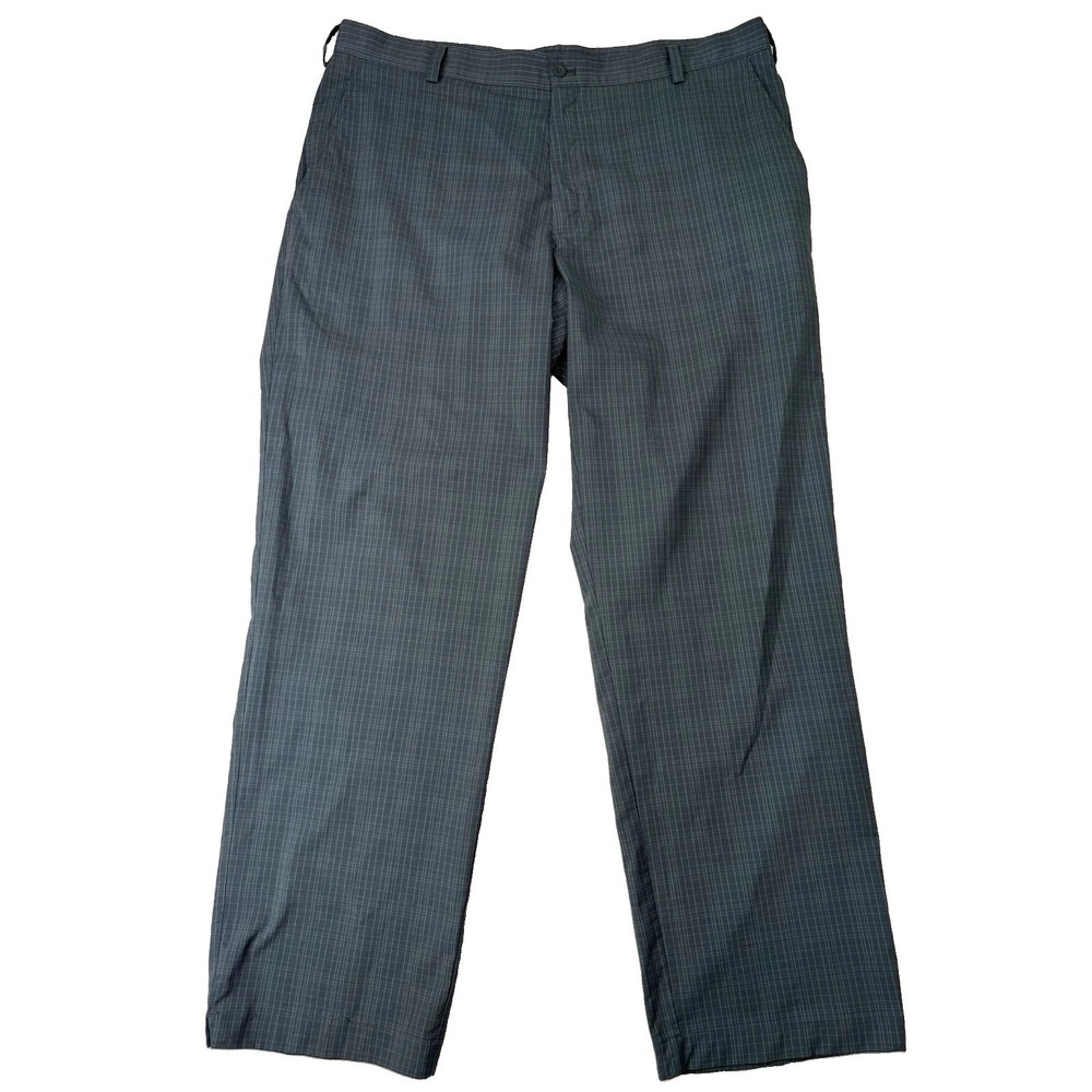 Nike Golf Men's 38x32 Blue & Gray Check Flat Front Stretch Fit Dry Pants